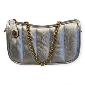 Coach Silver Mini Bag with Gold Chain